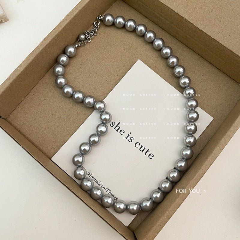 Design Sense French Retro Gray Pearl Female Stylish Necklaces