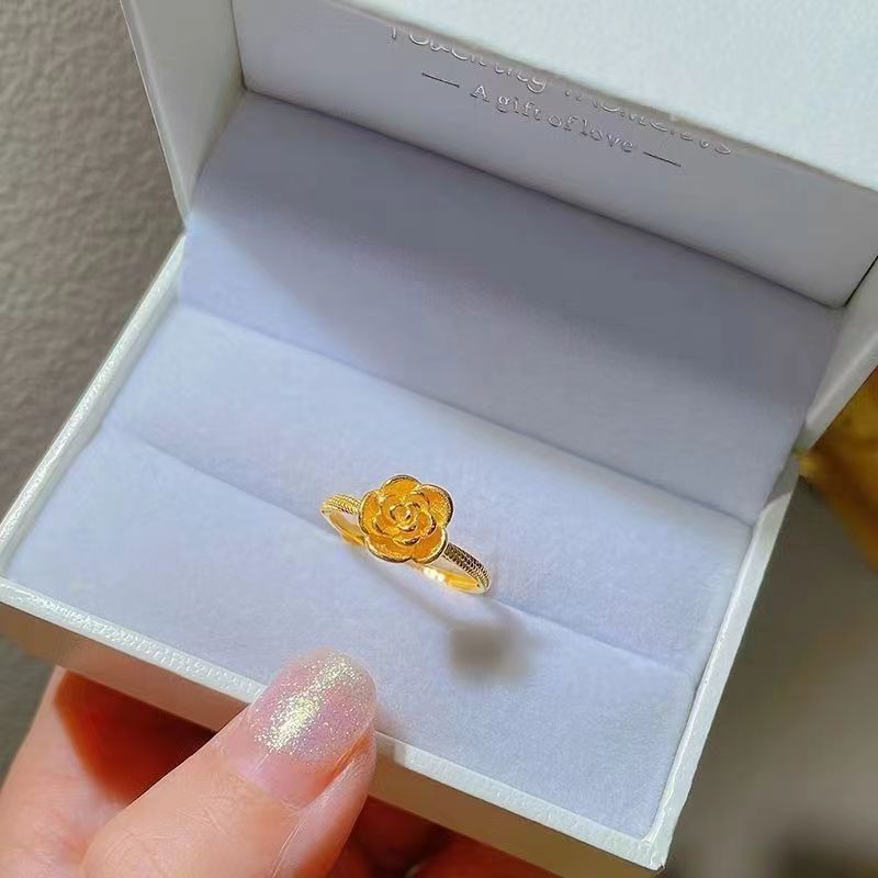 Luxury High-grade Golden Rose Female Flowers Rings