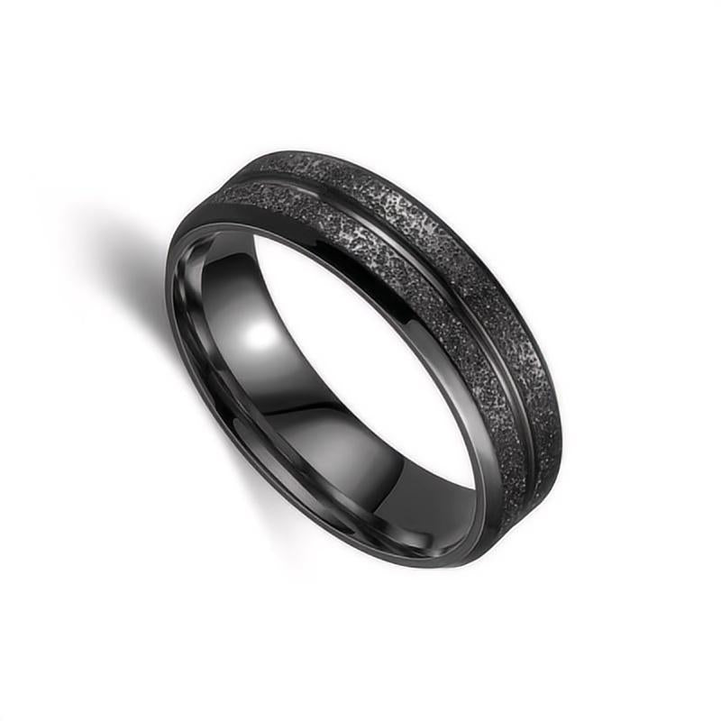 Women's & Men's Jewelry Stainless Steel Grinding Pearl Sand Simple Rings