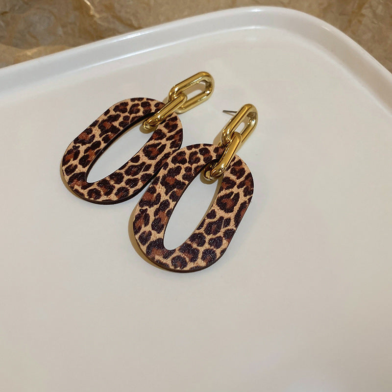Leopard Print Artificial Leather Ear Fabulous Earrings