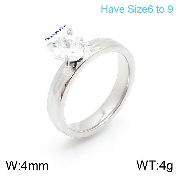 Jewelry Korean Titanium Steel Couple Simple Zircon Gold Plated Rings