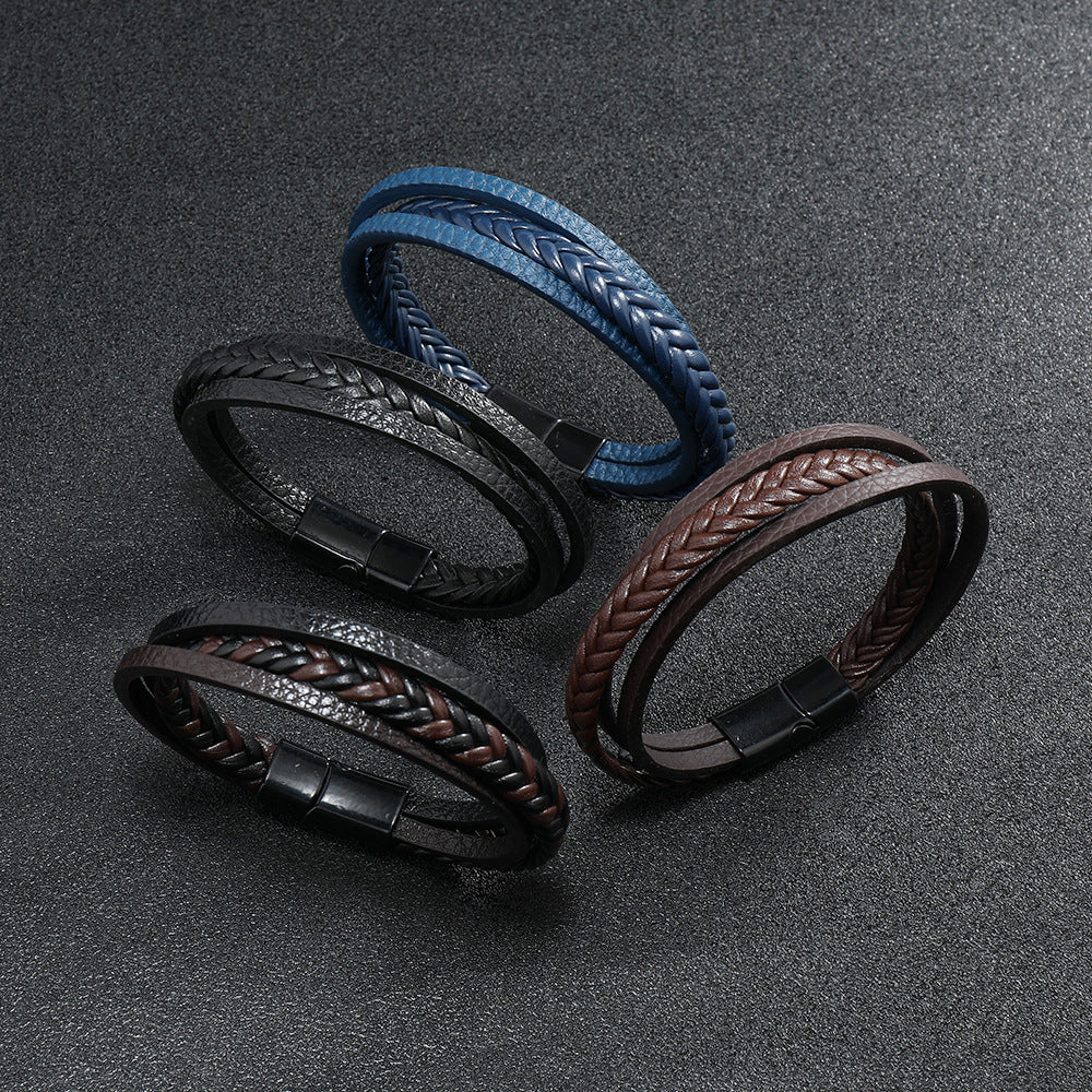 Men's Simple Fashion Woven Leather Rope Vintage Bracelets