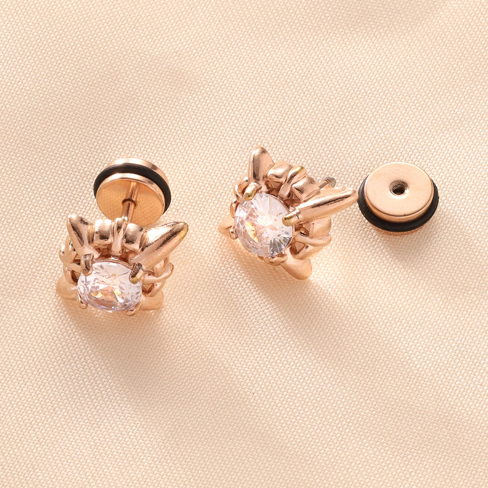 Creative Mini Six-pointed Star Black White Zircon Cold Style Earrings