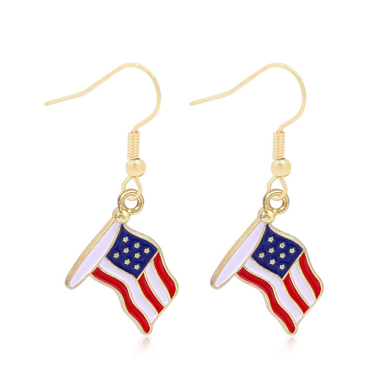 Alloy Dripping Oil Stars Stripes National Rings