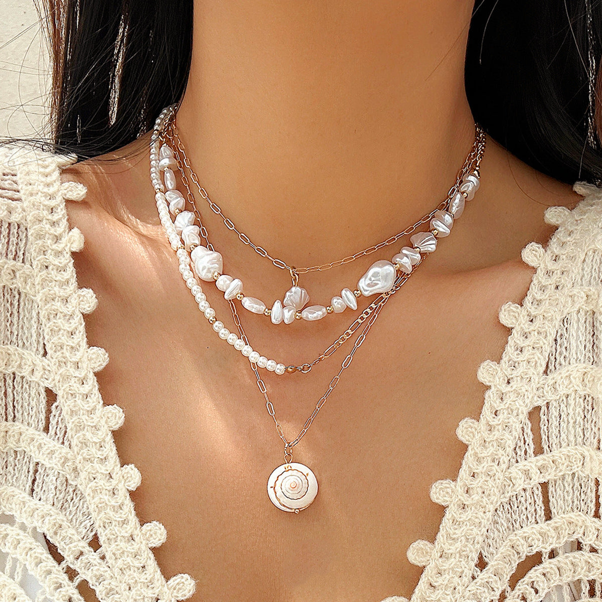 Beaded Shell Ocean Style Vintage Gravel Necklaces