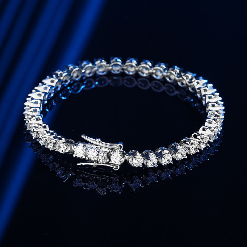 Women's Diamond Simple Sterling Sier Design Sparkling Full Rhinestone Bracelets