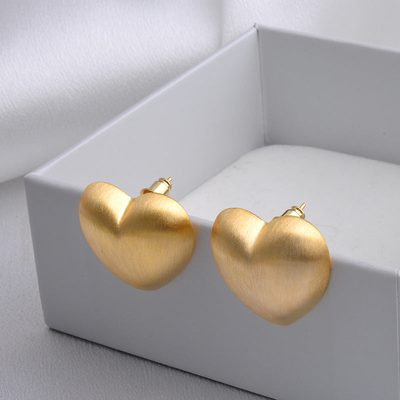 Minimalist Fashion Commuter Brushed Frosted Ball Triangle Earrings