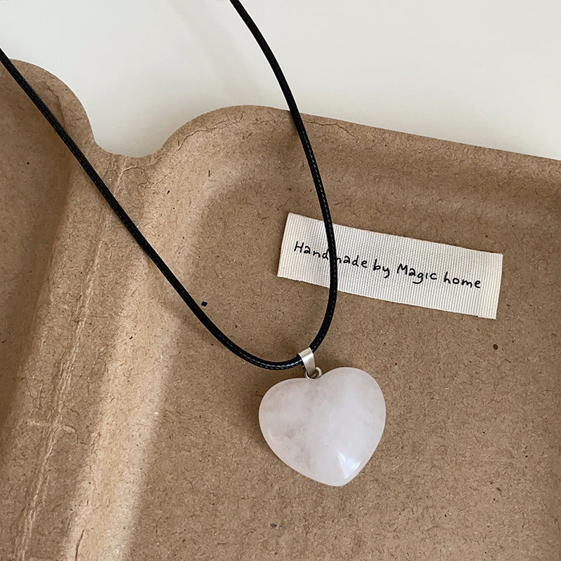 Women's Stone Love Black Rope Simple Minority Necklaces