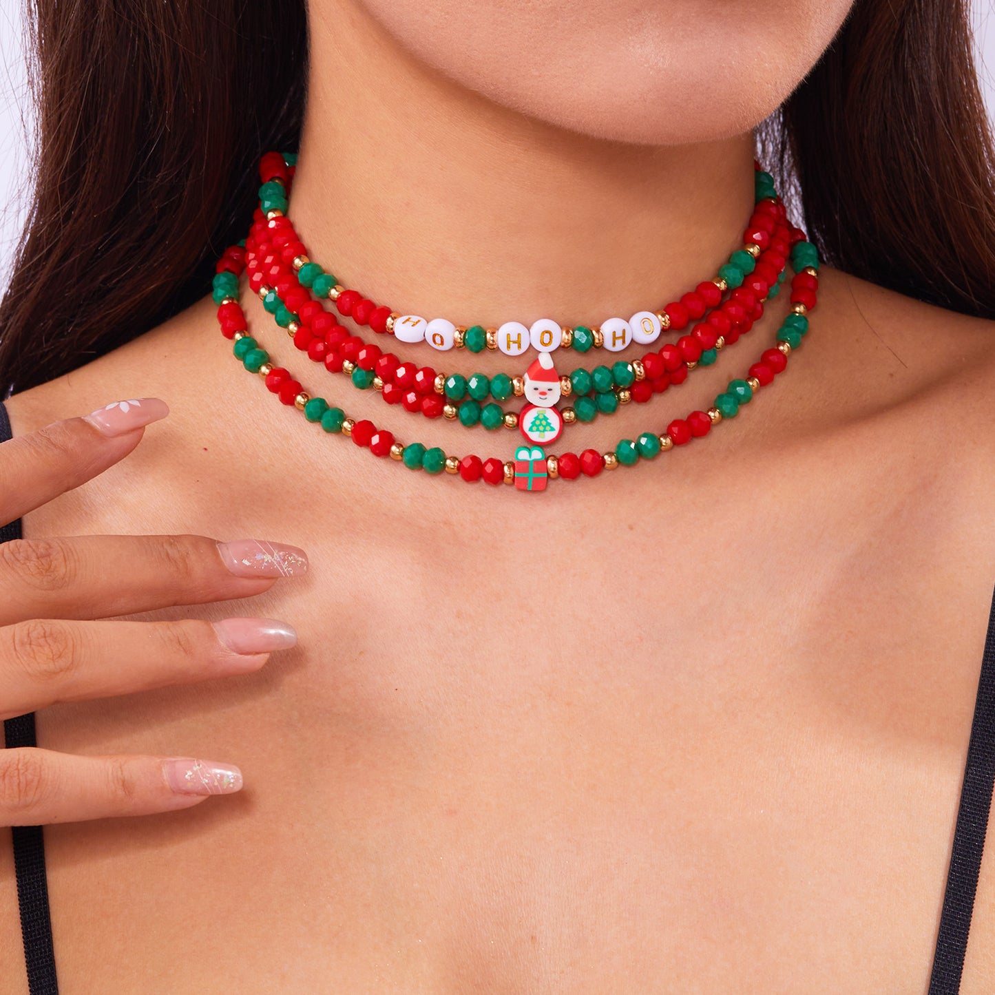 Durable Christmas Polymer Clay Beaded Style Necklaces