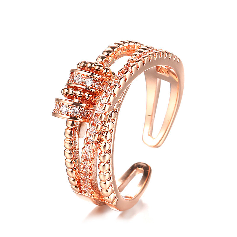 Comes Female Personality Double Layer Zircon Rings