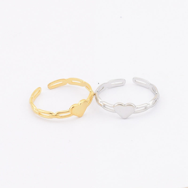 Buckle Hollow Heart-shaped Titanium Steel Female Minimalism Rings
