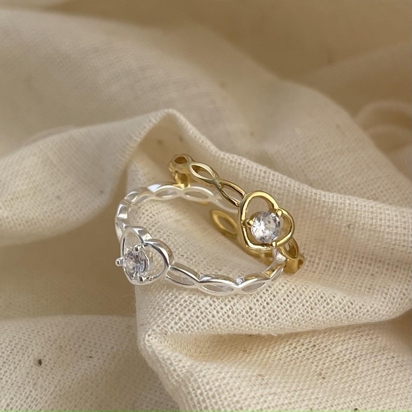 Fan Korean Jewelry Heart-shaped Zircon Sterling Rings