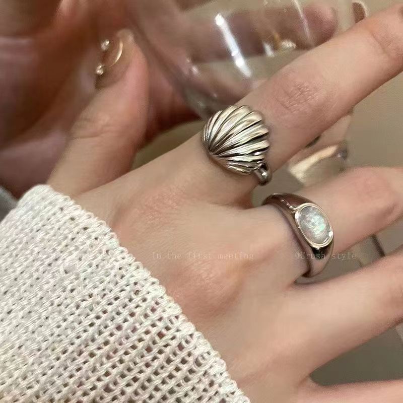Listening Style Shell Mermaid Opal Trendy Niche Girlfriends Cold Rings