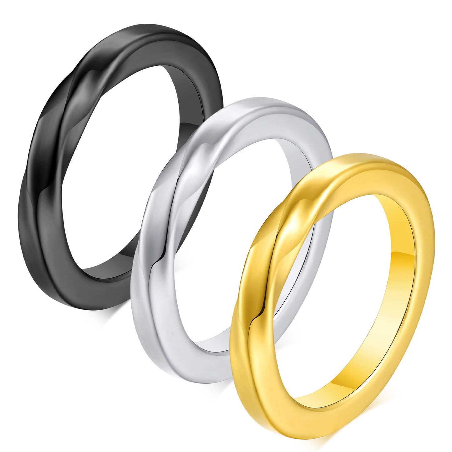 Men's Steel Mobius Black Simple Plain Fashion Rings