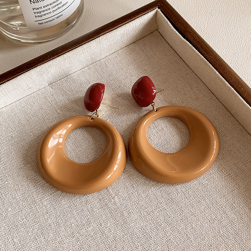 Women's French Retro Amber Elegant Design High-grade Earrings