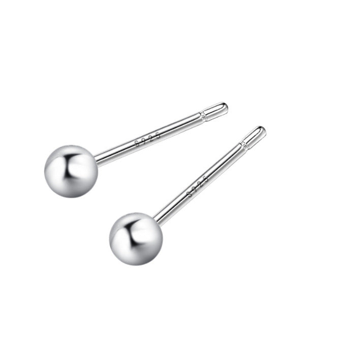 Women's Sier Small Simple Ear Beanie Bone Earrings