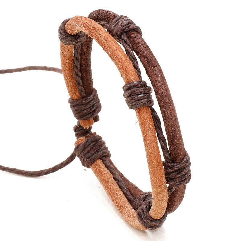 Men's Ornament Simple Handmade Woven Cattle Leather Bracelets