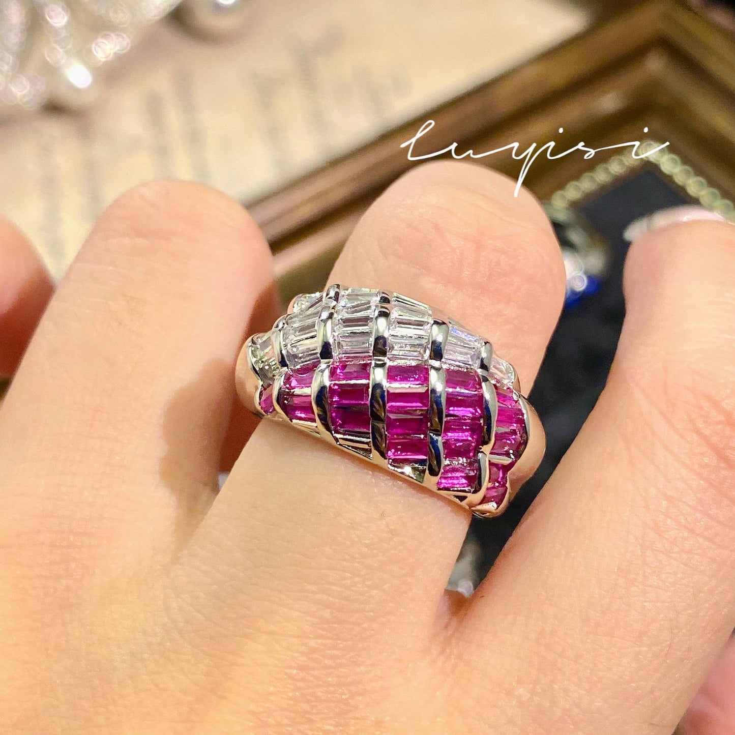 Women's Diamond Colorful Mixed Colors High Carbon Rings