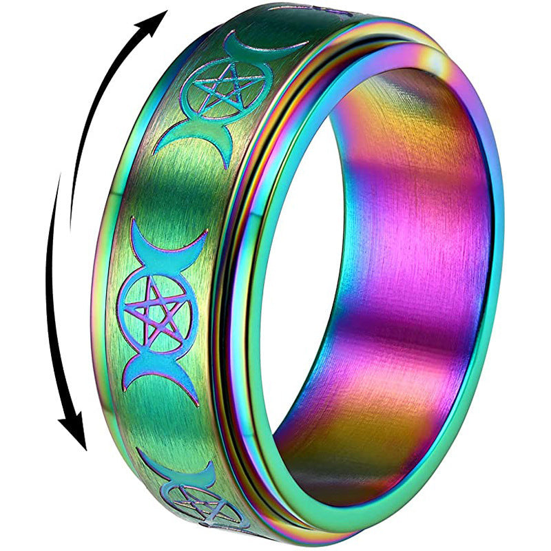 Star Titanium Steel Rotatable Moon Decompression Rings