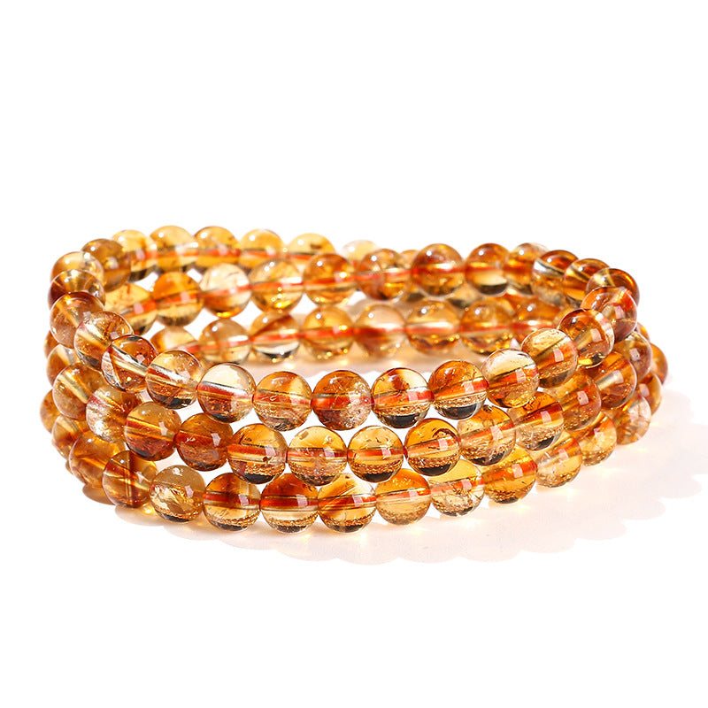 Jewelry Natural Citrine Fashion Round Beads Bracelets
