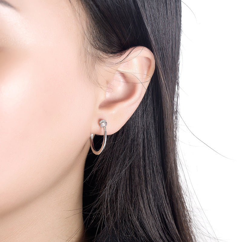 Women's Nail Ear Clip Korean Fashion Geometry Pattern Round Earrings