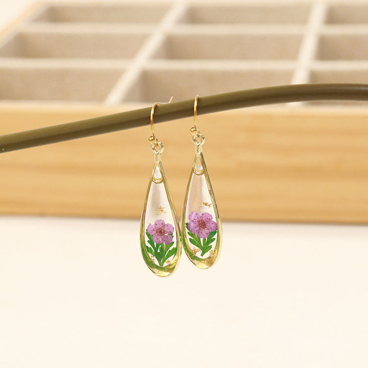 Fashion Modern Dried Flower Preserved Fresh Earrings