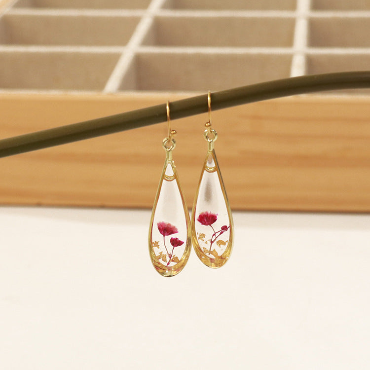 Fashion Modern Dried Flower Preserved Fresh Earrings