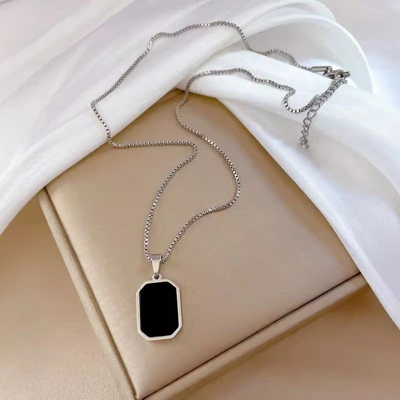 Women's Square Geometric Plate Vintage For Niche Necklaces