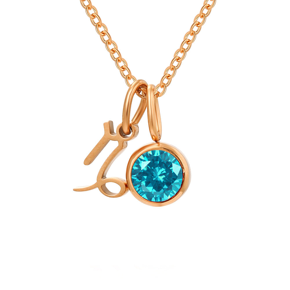 Women's Birthstone Twee Constellation Light Luxury Color Pendants