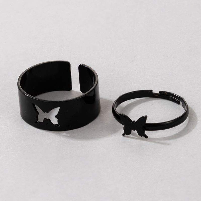Women's Butterfly Suit Simple Cold Style Couple Love Rings