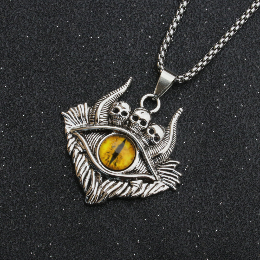 Men's Ornament Personality Retro Punk Spaceship Blue Eyes Necklaces