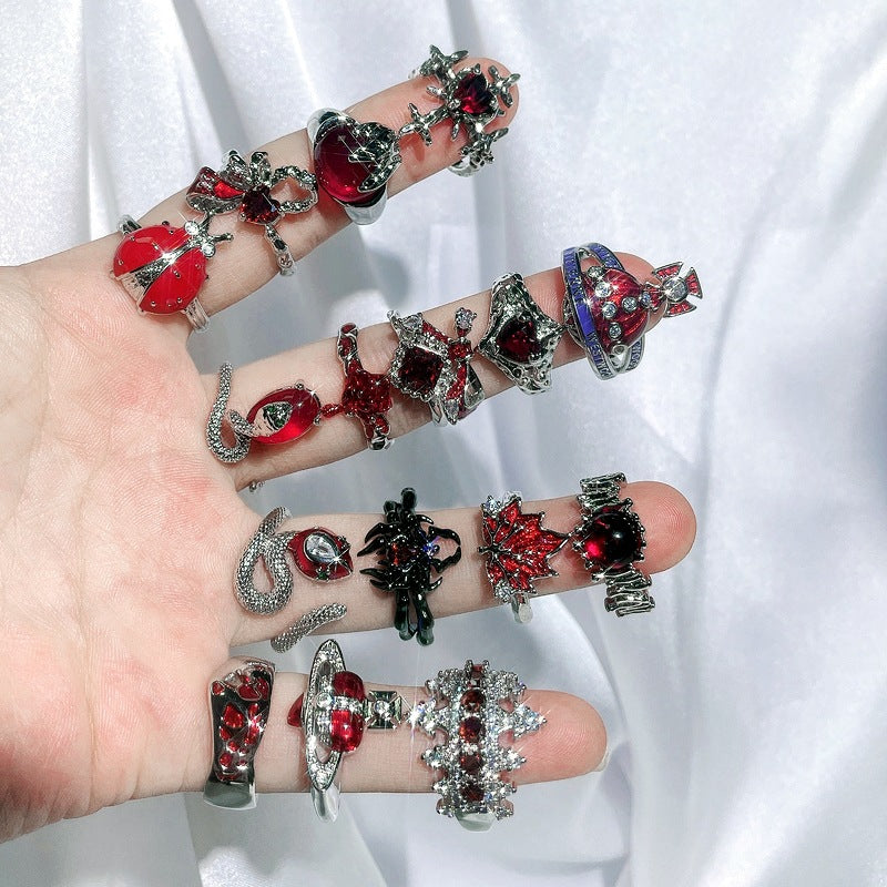 Enamel Sweet Cool Punk Cold Wind Rings