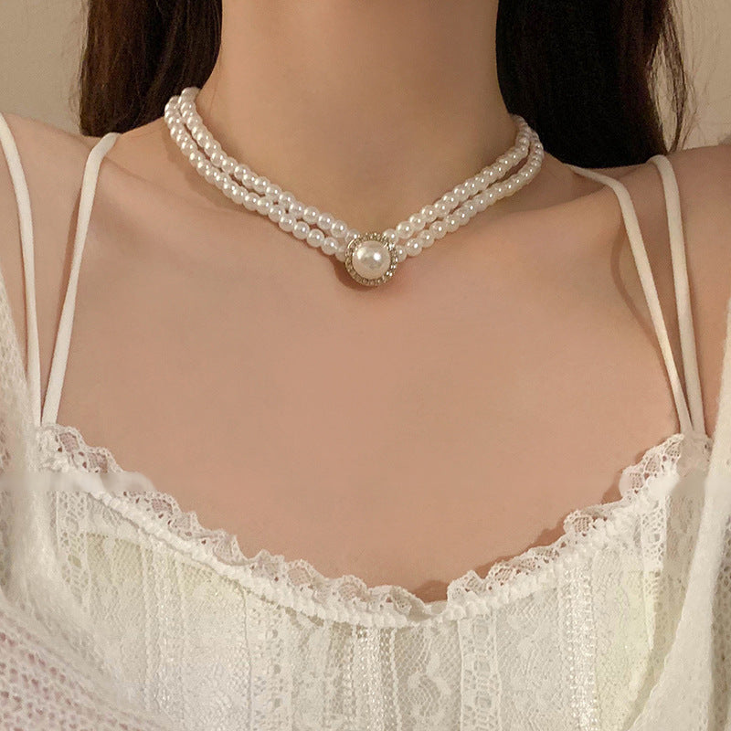 Twist Winding Pearl French Retro Fashion Elegance Clavicle Chain Necklaces