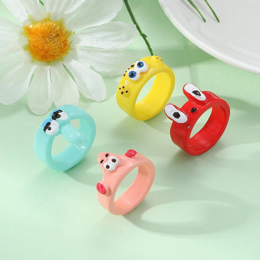 Sponge Star Painted Octopus Crab Boss Series Rings