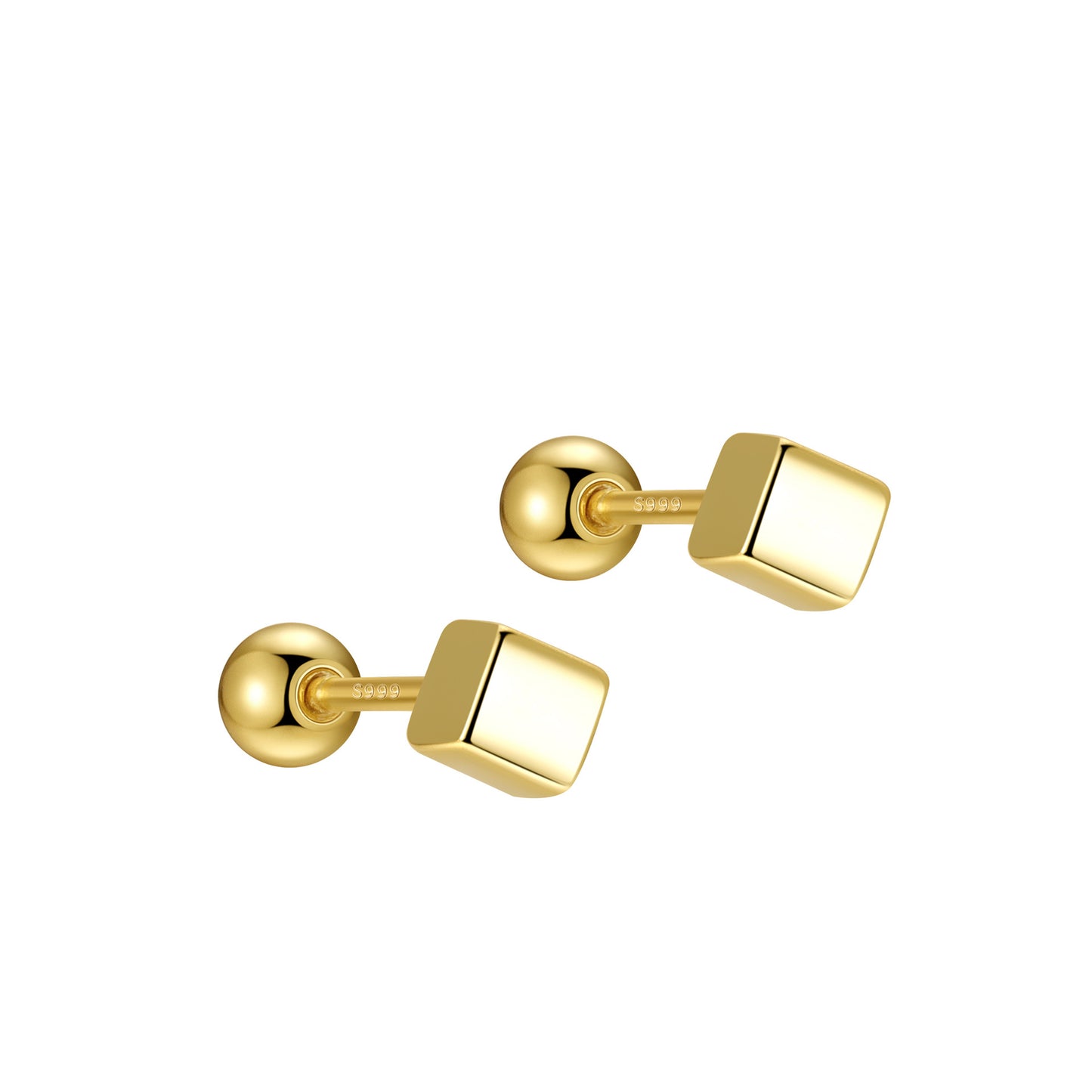 Square Screw Pin Ball Plug Tightening Earrings