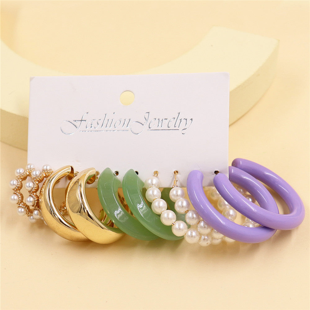 Women's Metal Geometry Shaped Ear French Set Earrings