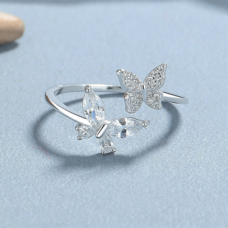 Butterfly Zircon Female Sweet Style Temperament Personality Rings