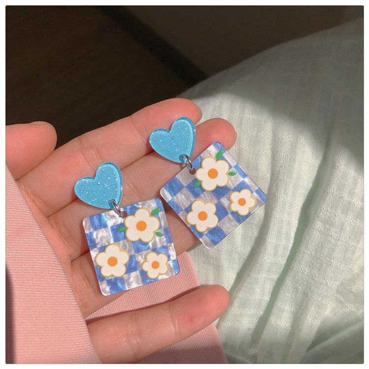 Colorful Flower Niche Design Female Contrast Earrings