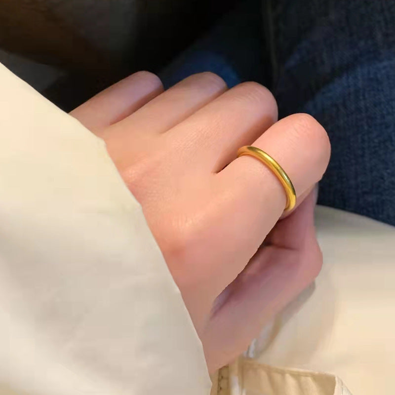Heritage Simple Glossy Vietnam Placer Gold Frosted Diamond Matte Rings