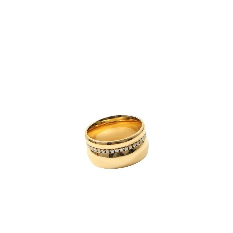 Surface Circle Fine Drill Titanium Steel Gold Bracelet