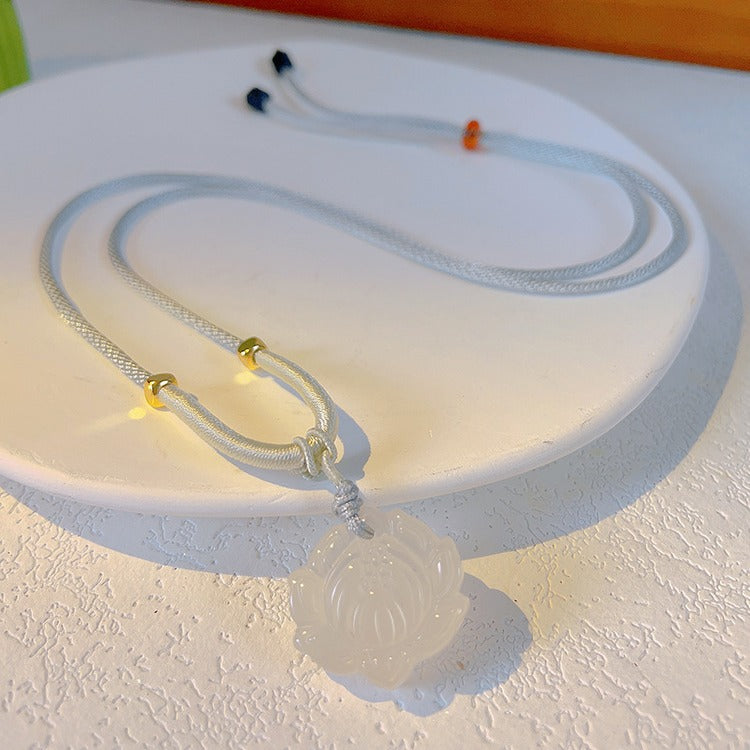 Buckle Chalcedony Fox Gourd Flower Moon Necklaces