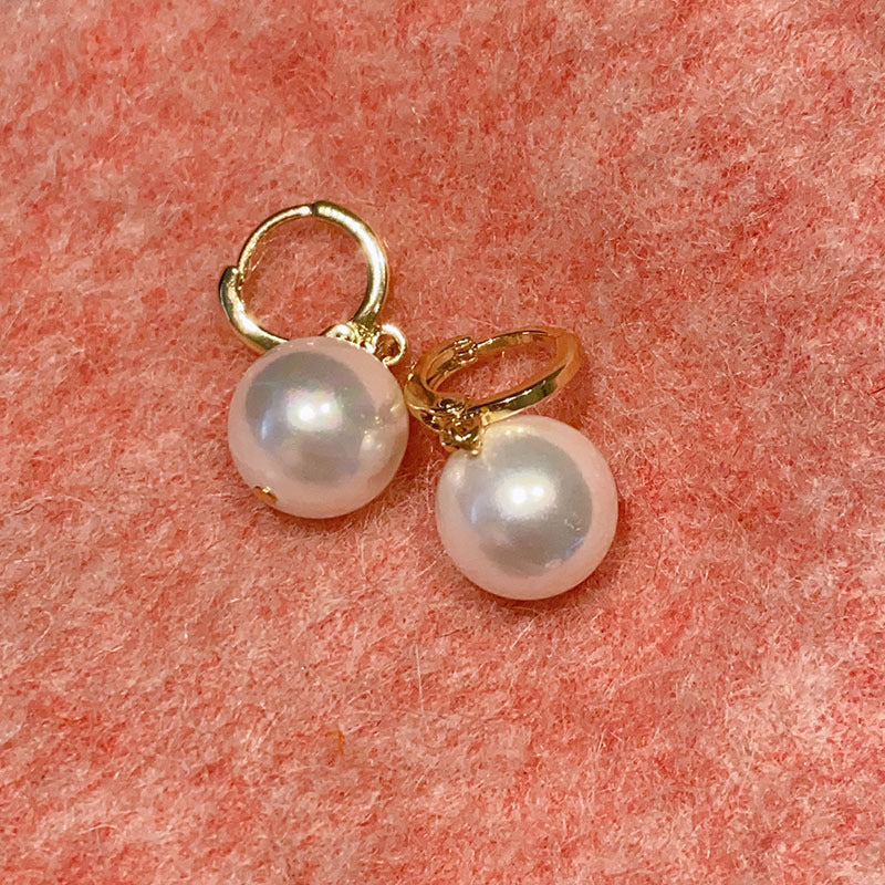 Highlight Large Pearl Sier Pin Korean Earrings