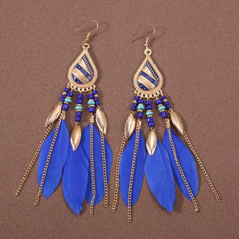 Women's Tassel For Water Drop Long Ethnic Earrings