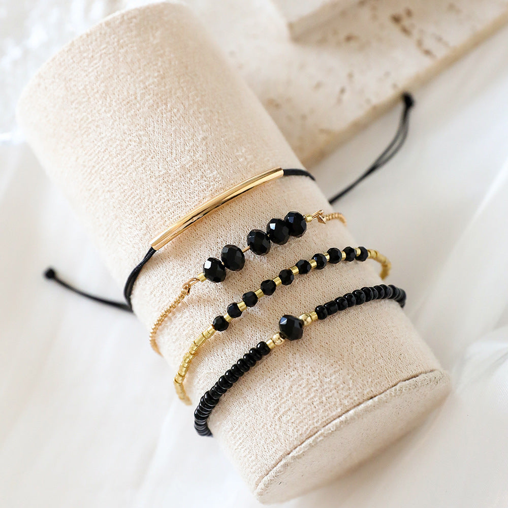 Women's Imitation Black Crystal Handmade Fashion Suit Bracelets