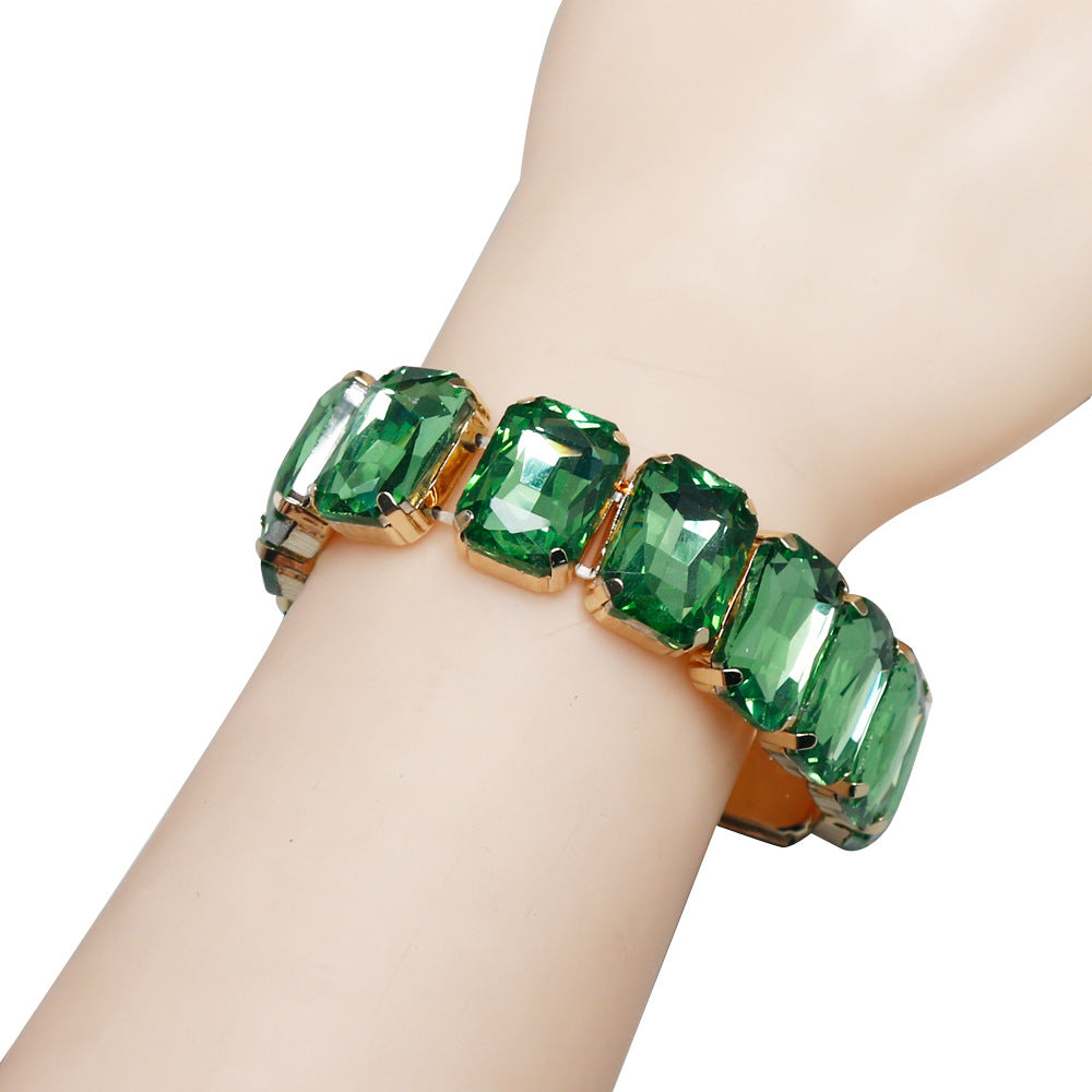Women's Railway Fashion Geometry Pattern Gem Stretch Bracelets