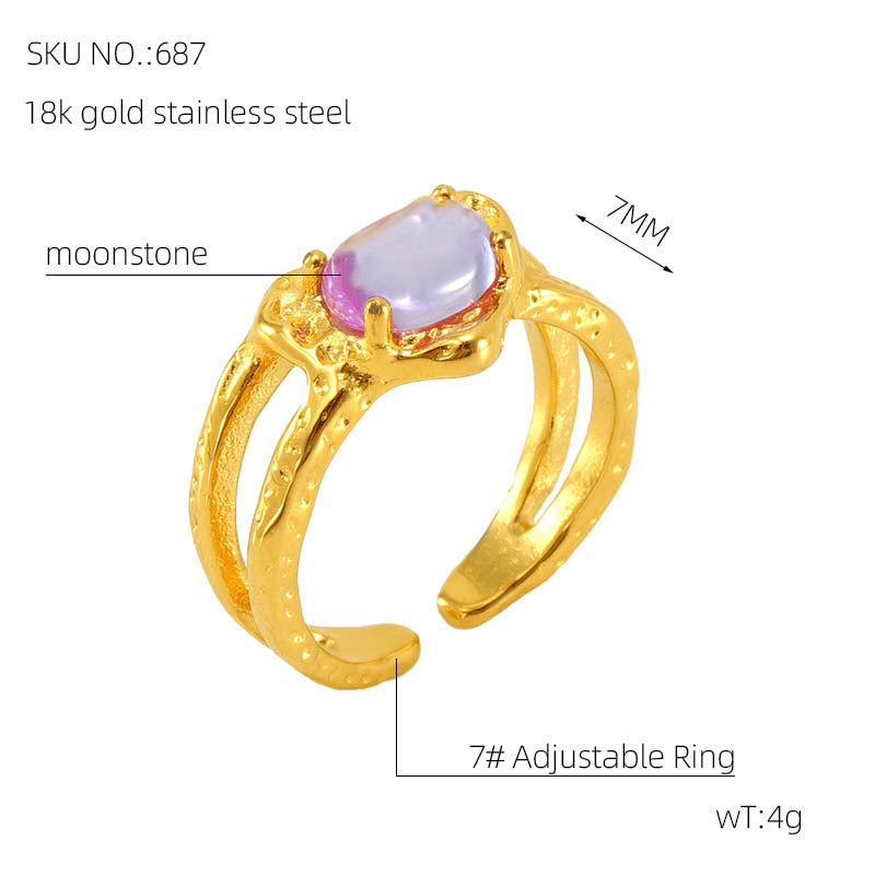 Titanium Steel Luminous Stone Open Female Rings