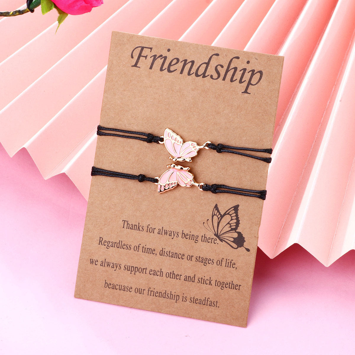 Butterfly Good Friend Alloy Wax Line Woven Friendship Bracelets