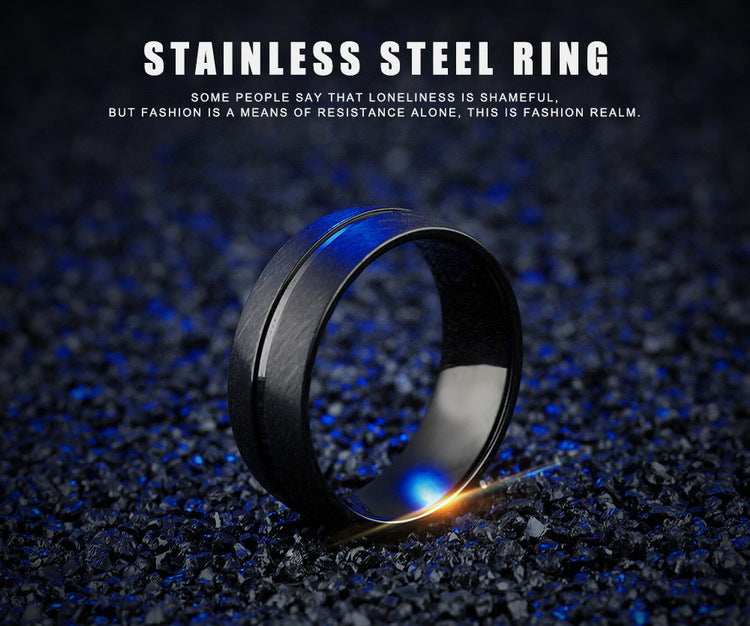 Men's Source Fashion Simple Black Stainless Steel Personalized Rings