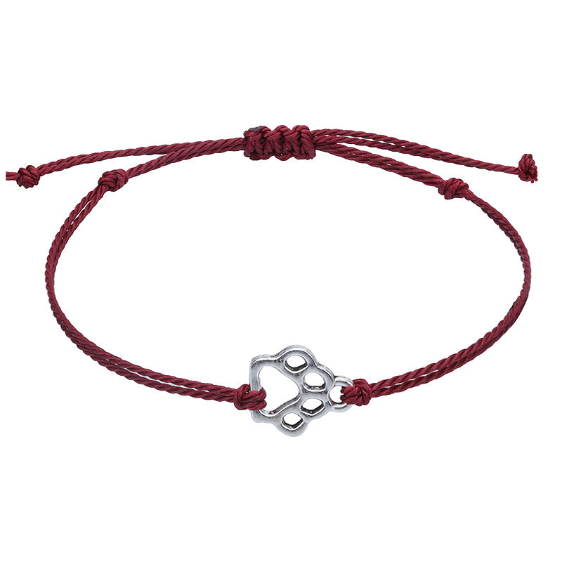 Women's Cat Dog Paw Prints Wax Line Bracelets