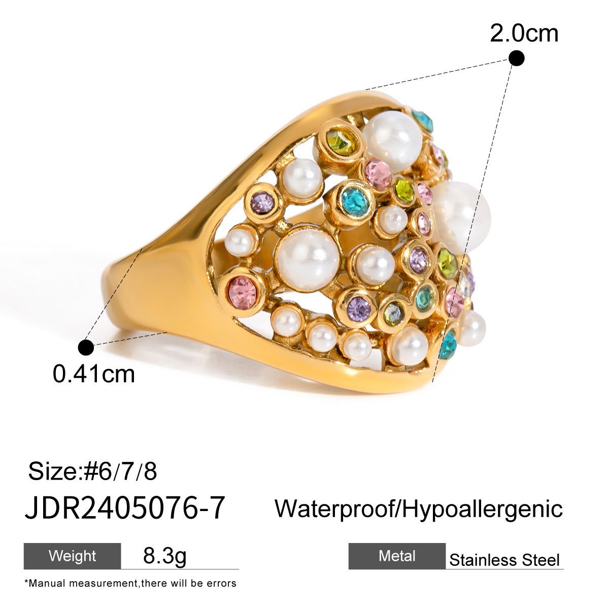 Stainless Steel Pearl Eye-catching High-grade Titanium Rings